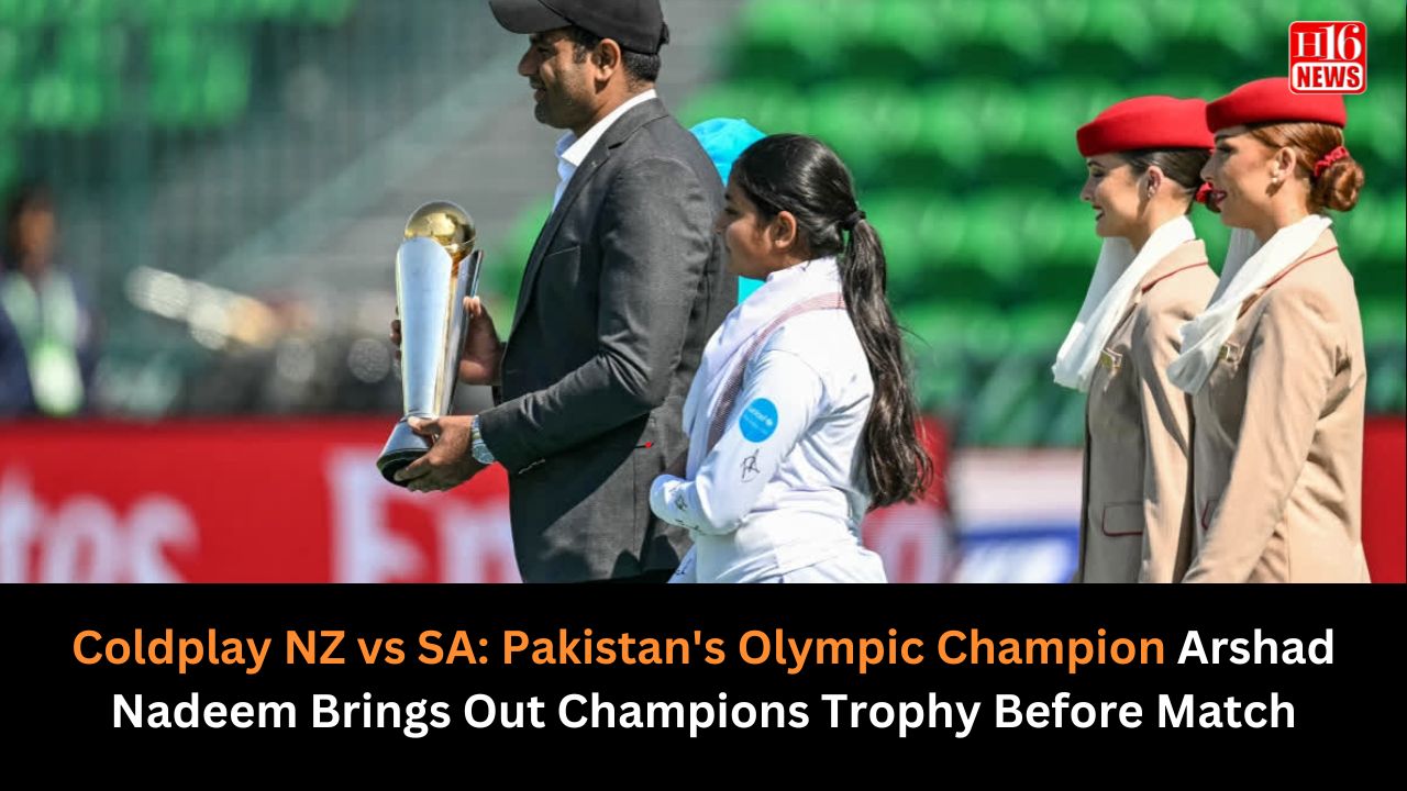 Coldplay NZ vs SA: Pakistan's Olympic Champion Arshad Nadeem Brings Out Champions Trophy Before Match